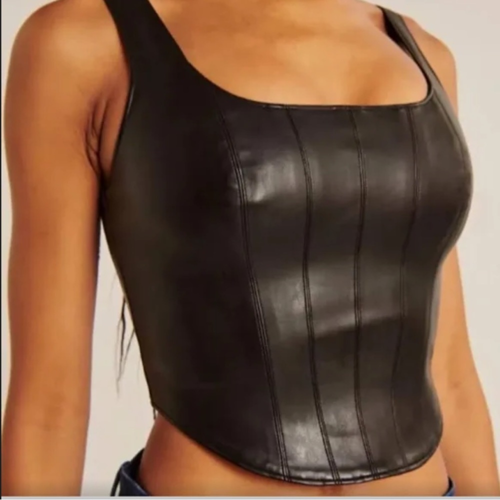 Faux Leather Corset Top - Abercrombie